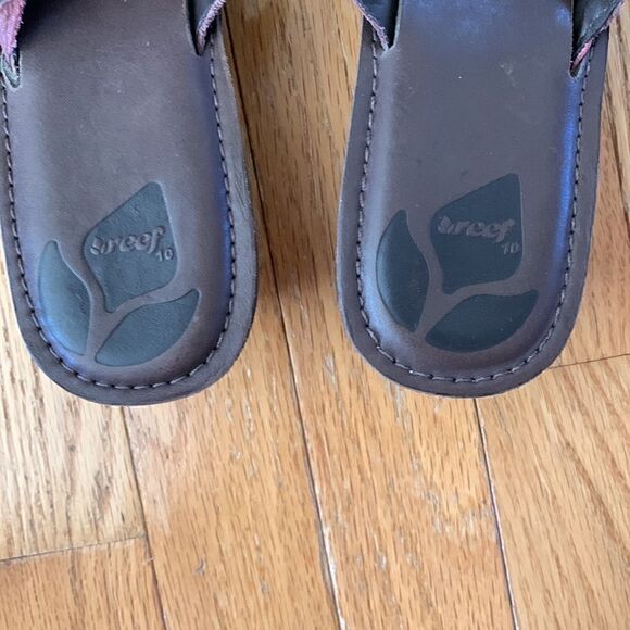 Reef Braided Brown Leather Sandals Flip Flops Wedge Size 10 - Picture 5 of 9